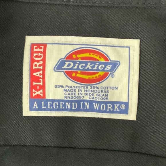 Dickies Mens Work Shirt Size XL Black Skull Design Button Front Short Sleeve - Picture 6 of 8